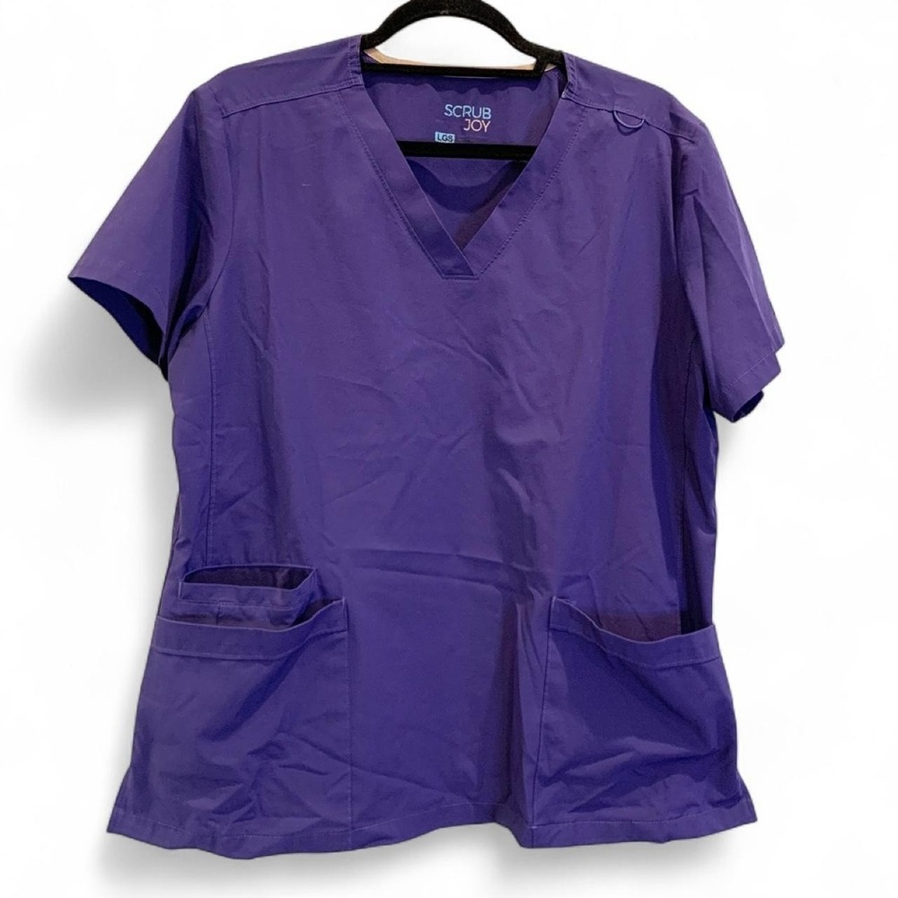 Scrub Joy purple scrub top with pockets size L